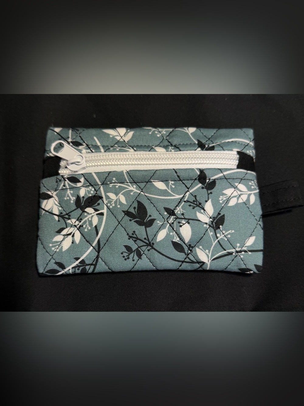 Quilted Floral Zip Pouch - Teal Floral
